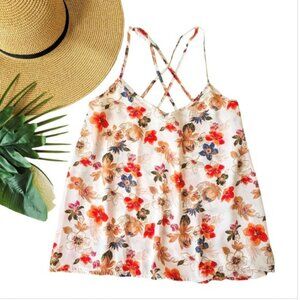 Hollister Women’s Floral Strappy Cami Tank Top Boho Beach Size Small Sleeveless